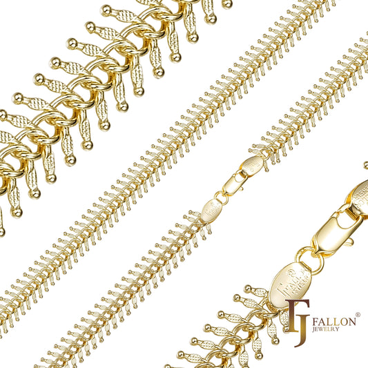 Cadenas de eslabones de hueso de pescado de oro rosa chapadas en Oro 14K, oro rosa