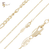Cable fancy link chains plated in 14K Gold, Rose Gold
