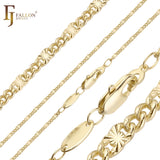 Cadenas martilladas con forma de rayos de sol y eslabones brillantes estilo Figaro chapadas en oro de 14 quilates y oro rosa de dos tonos