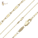 Sunburst Sequin chains plated in 14K Gold, Rose Gold, two tone