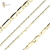 Cadenas de eslabones Figarucci estilo Fígaro mixtos bañadas en oro de 14 quilates