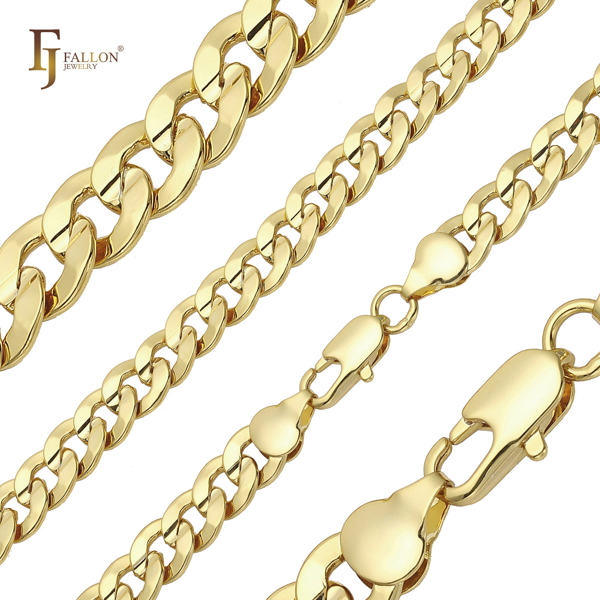 Barra central com ranhuras em ouro 14K, ouro rosa, corrente bicolor