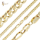 Barra central com ranhuras em ouro 14K, ouro rosa, corrente bicolor