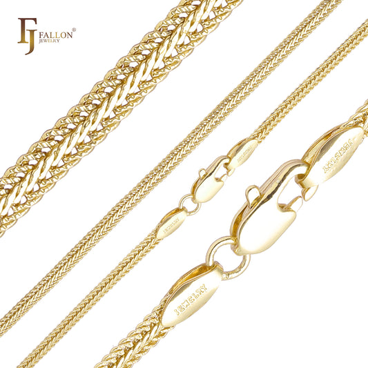 Cadenas de cola de zorro de oro de 14 quilates y oro rosa martilladas con flancos LDC