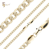 Correntes marteladas dispersas com elos de meio-fio banhadas em ouro 14K ou ouro rosa