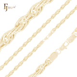 Hammered rolo triple 14K Gold Rope Chain