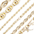 Eyes beads fancy link chains plated in 14K Gold, Rose Gold, two tone