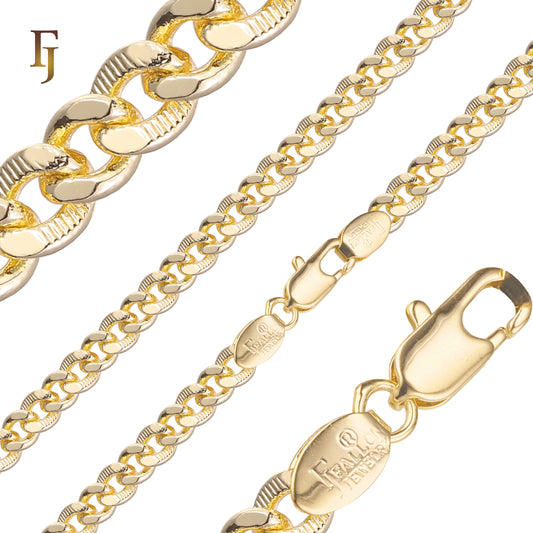 Cadenas martilladas de flanco cubano estilo Miami chapadas en Oro 14K, oro rosa