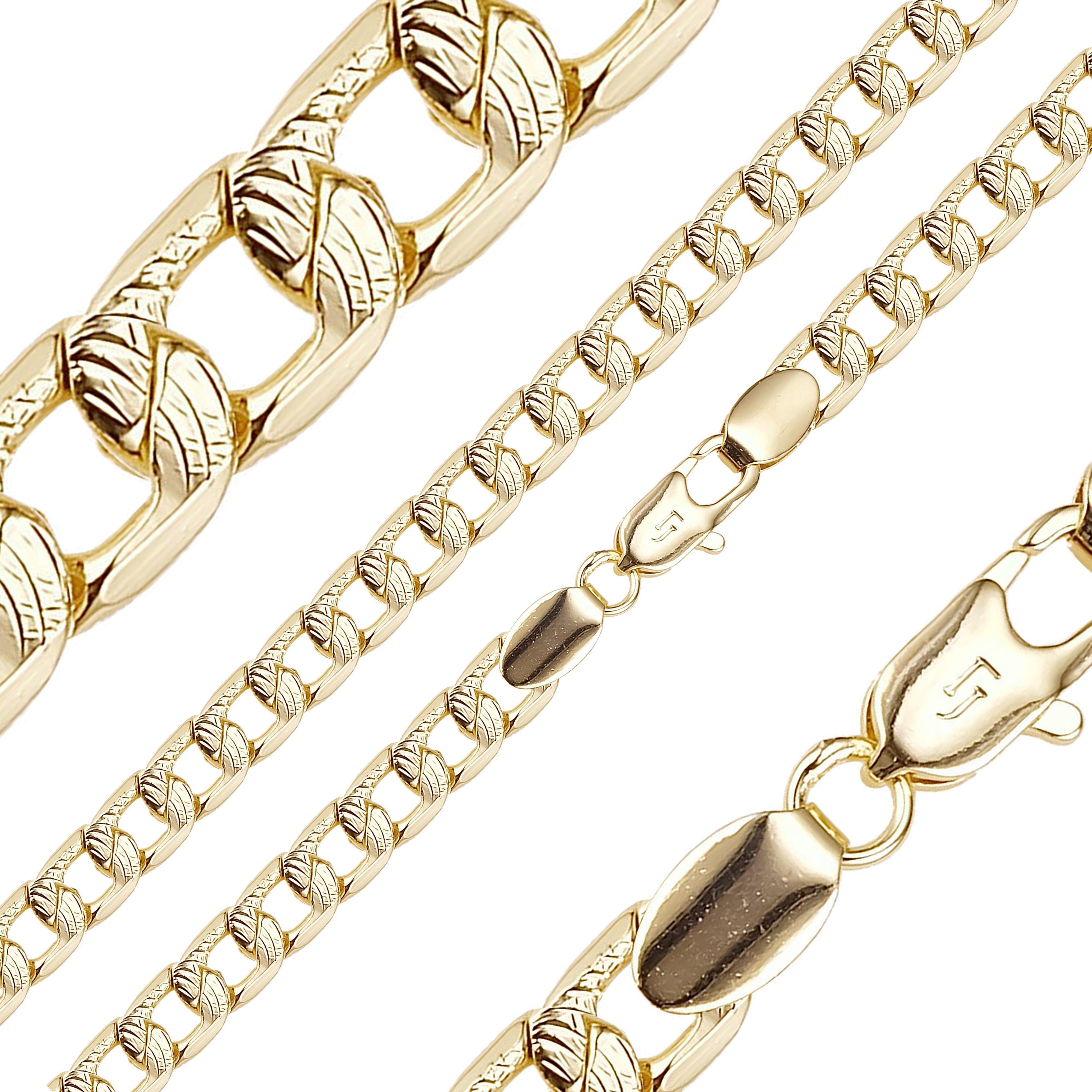 Cadenas de eslabones ondulados martillados chapadas en oro de 14 quilates y oro blanco.