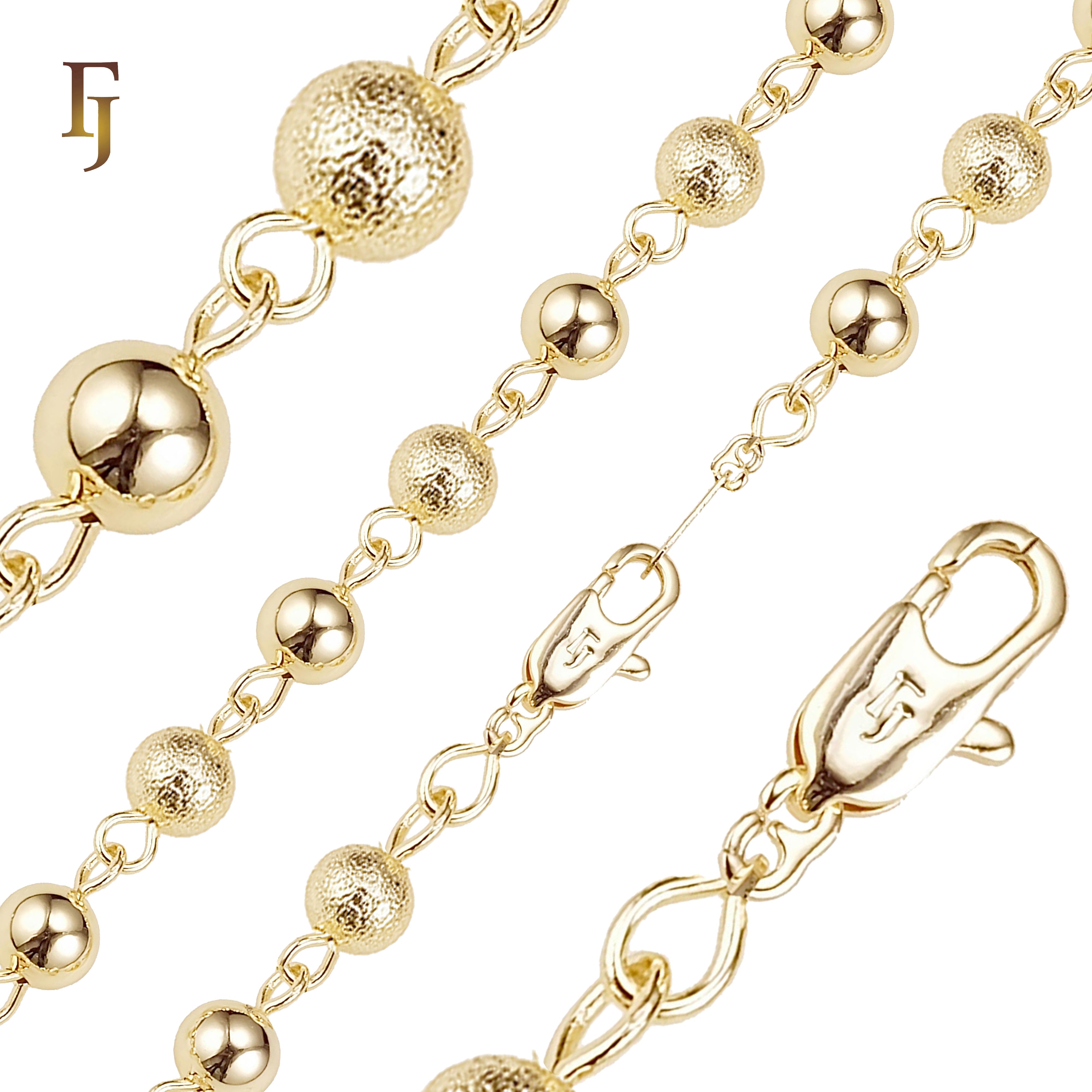 Cadenas de eslabones Beads enchapadas en Oro Blanco, Oro 14K, tricolor