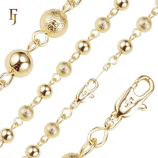 Cadenas de eslabones Beads enchapadas en Oro Blanco, Oro 14K, tricolor