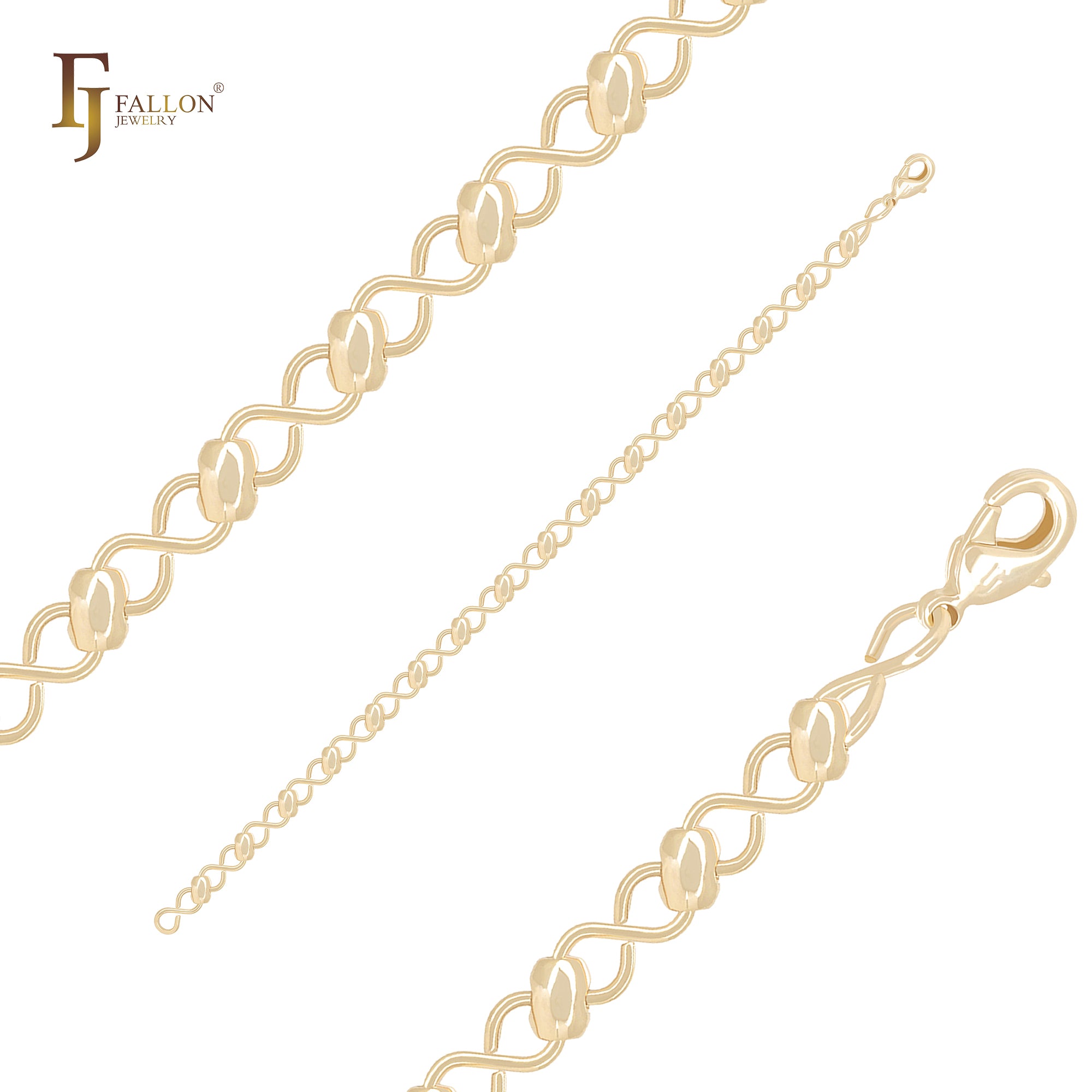Unendlichkeit Draht Schnalle Perlen Link 14K Gold Armbänder Ketten