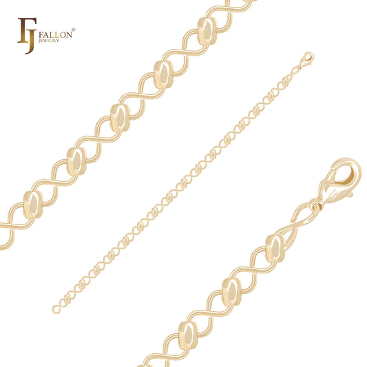 Unendlichkeit Draht Schnalle Perlen Link 14K Gold Armbänder Ketten