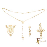 Italian Virgin of Guadalupe Catholic Rosary Necklace (Grooved Beads) plated in 14K Gold two tone