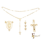 Italian Virgin of Guadalupe Catholic Rosary Necklace (Grooved Beads) plated in 14K Gold two tone