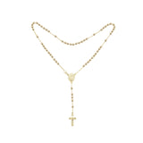 Italian Virgin of Sunburst Etched Guadalupe Catholic Rosary Necklace (Faceted Disco Beads) plated in 14K Gold