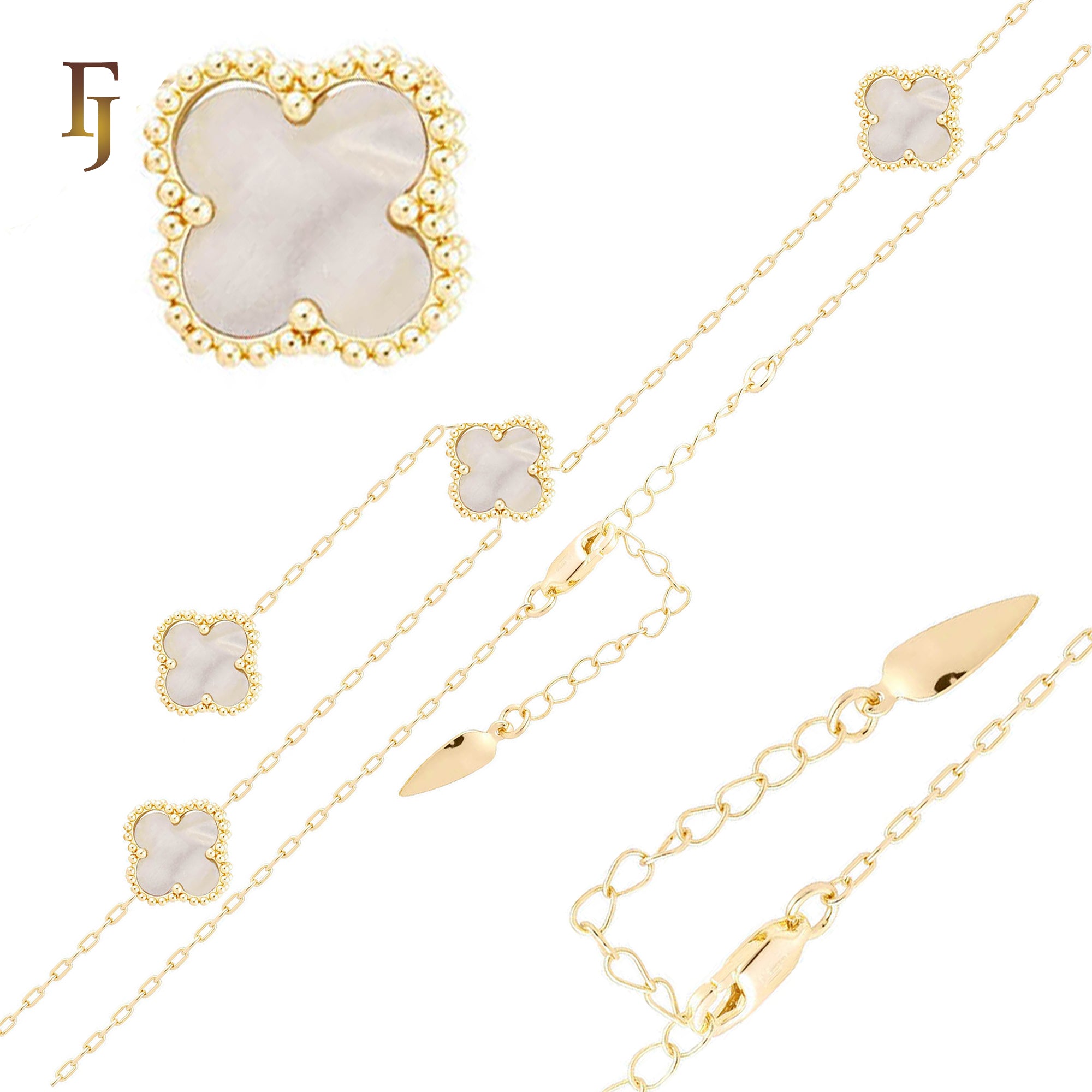 Classic Clover Beaded Four 4 Pieces Necklaces Chain