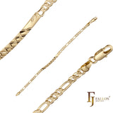 Figaro link Oro de 14 quilates, pulseras de identificación de trébol para hombre martilladas onduladas en dos tonos