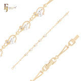 Pulseras de oro de 14 quilates con eslabones triangulares y circonitas blancas de doble marquesa