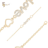 Pulseras de oro de 14 quilates con corazones dobles de amor y circonitas blancas para San Valentín.