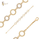 Pulseiras com elos extravagantes em círculos de ouro CZ 14K branco pavimentado