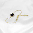 Pulseras de tréboles negros bañados en Oro de 14K, colores Oro de 18K