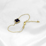 Pulseras de tréboles negros bañados en Oro de 14K, colores Oro de 18K