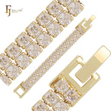 Pulseras de oro rosa y oro de 14 quilates con circonitas cúbicas