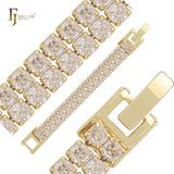 Pulseras de oro rosa y oro de 14 quilates con circonitas cúbicas
