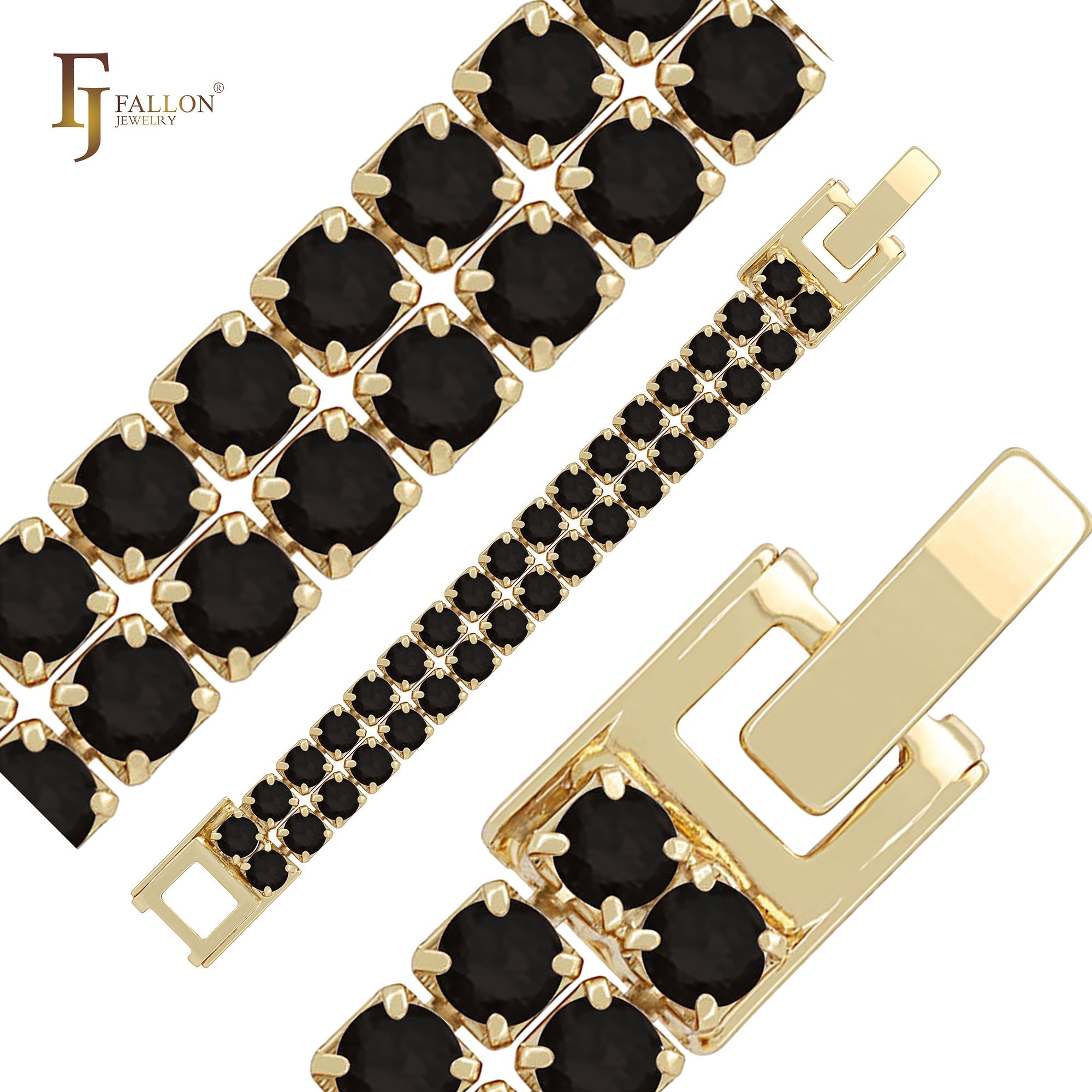 Pulseras de oro rosa y oro de 14 quilates con circonitas cúbicas