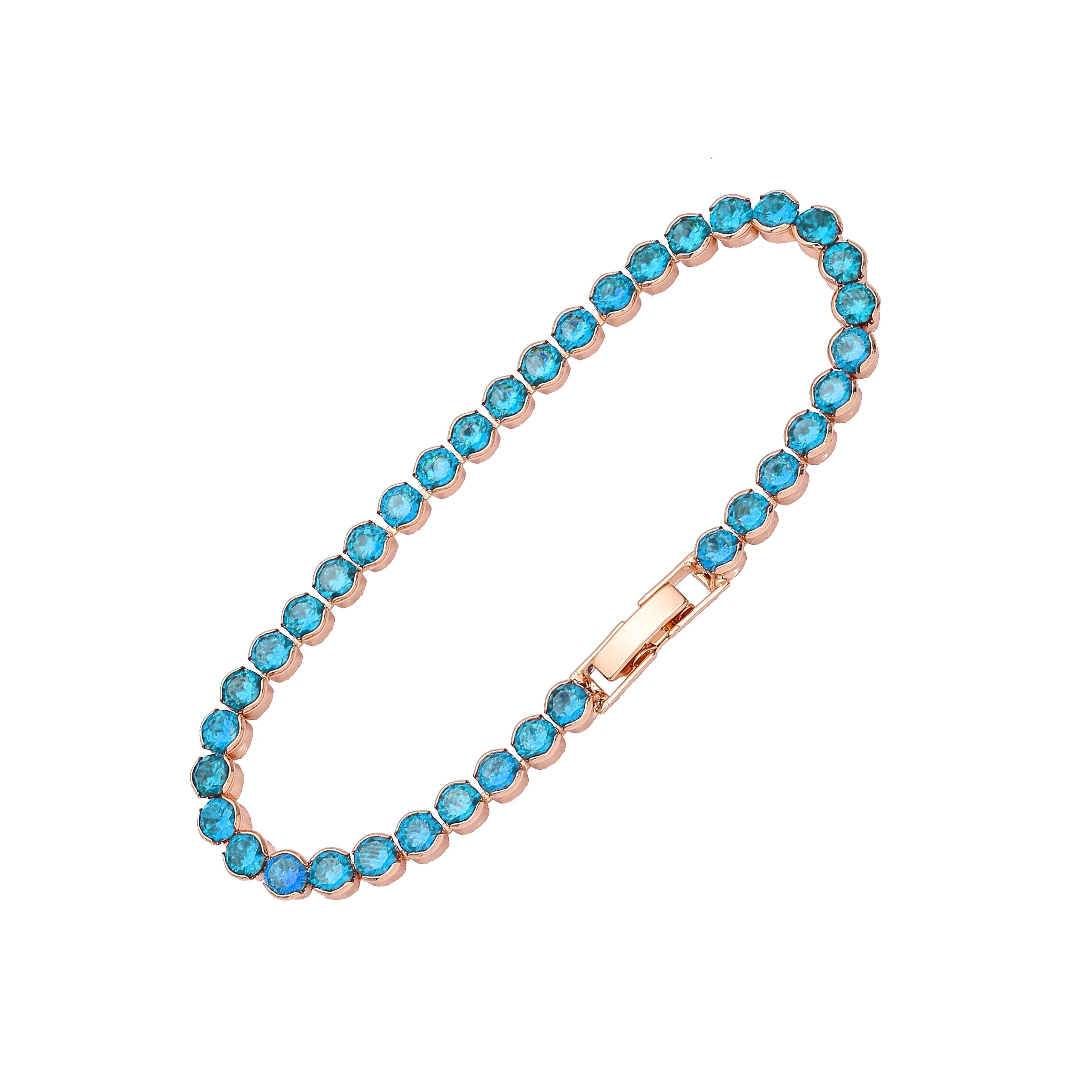 Pulseras Cluster de tenis de lujo chapadas en Oro de 14K, colores Oro Rosa