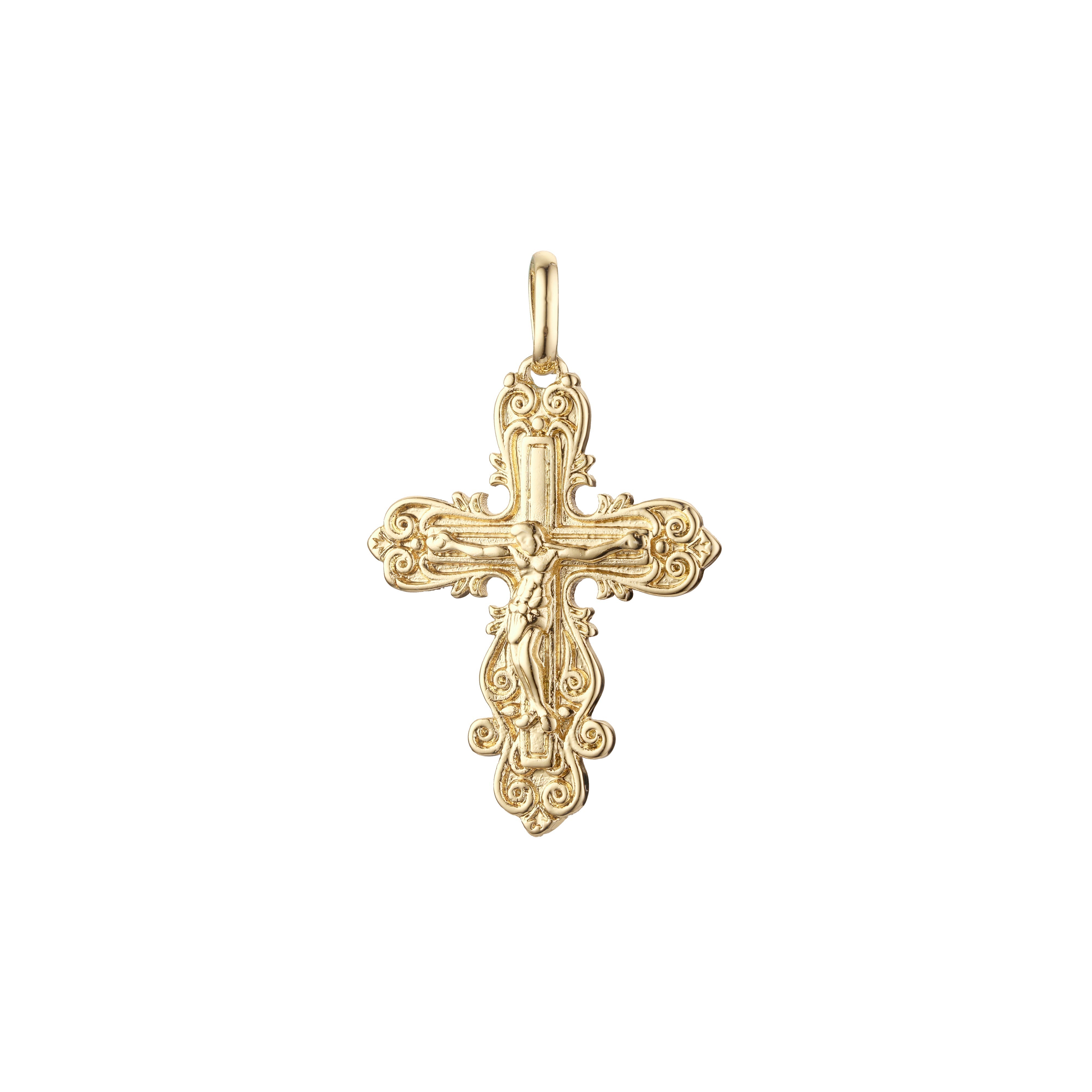 Eastern Orthodox Russian budded pendant in Rose Gold two tone, 14K Gold plating colors