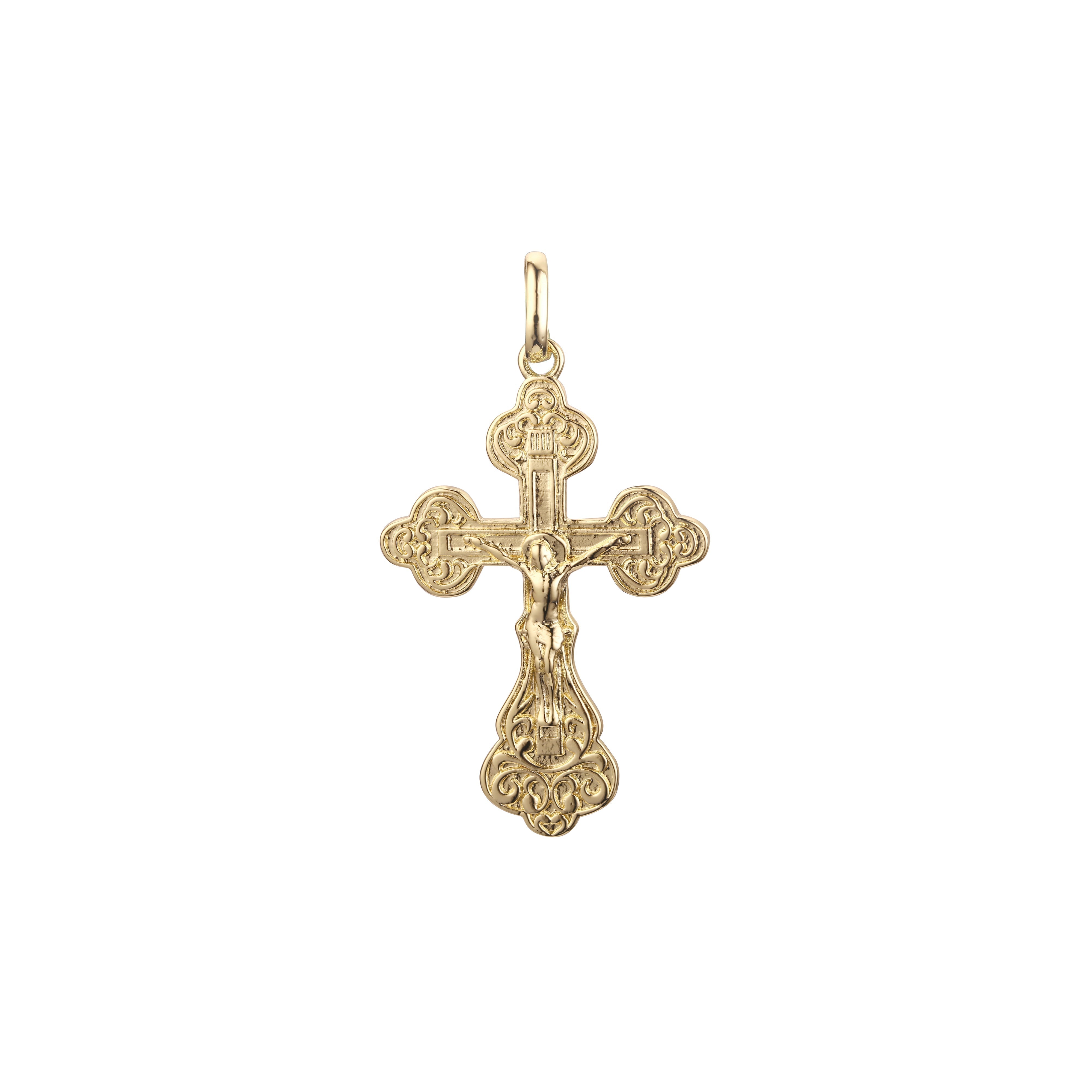 🔥 Eastern Orthodox Russian budded pendant in Rose Gold two tone, 14K Gold plating colors