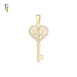 Paved white CZs 14K Gold Key Pendant