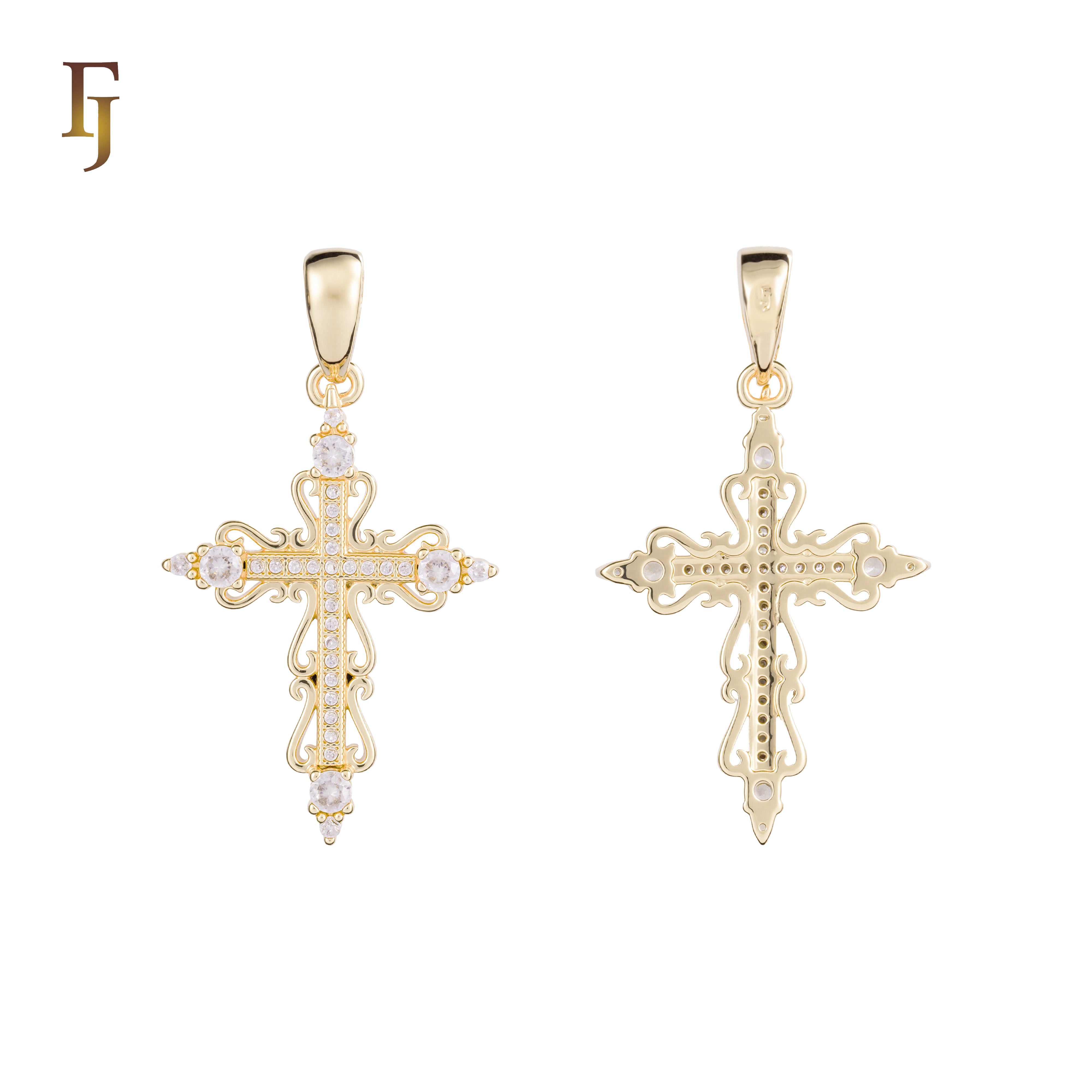 Orthodox Cross Pendant Collection – Religious Gold-Plated Charms with CZ Stones for Faith & Gifts