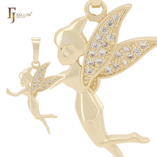 白いCZクラスター14Kゴールドフェアリーペンダント
