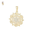 Star Snow flake white CZs 14K Gold Filigree Pendant