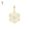 Rounded head snowflake white CZs 14K Gold Pendant