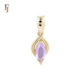 Pingente solitário marquise rosa roxo ouro rosa