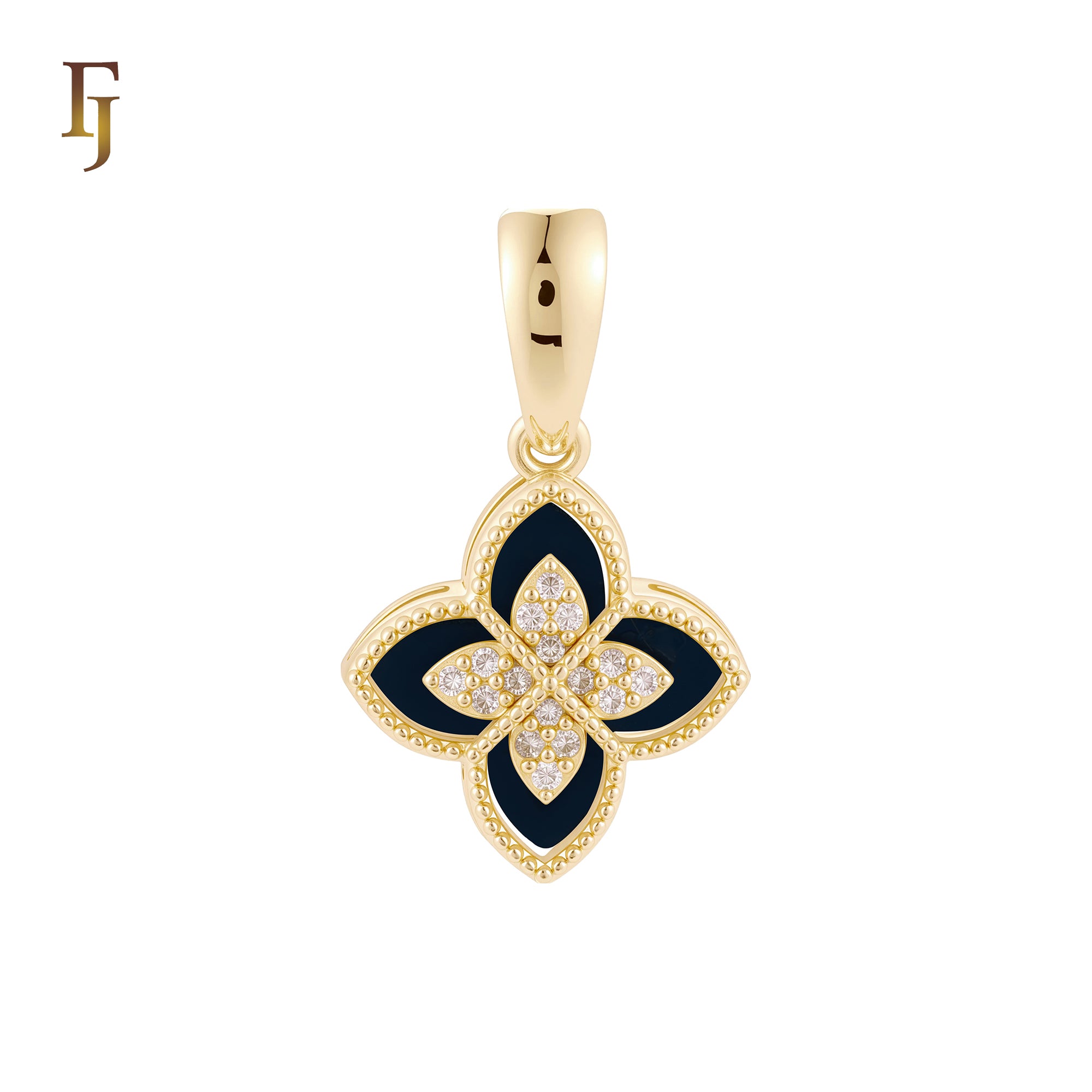 黑白多层四叶草 14K金、玫瑰金吊坠