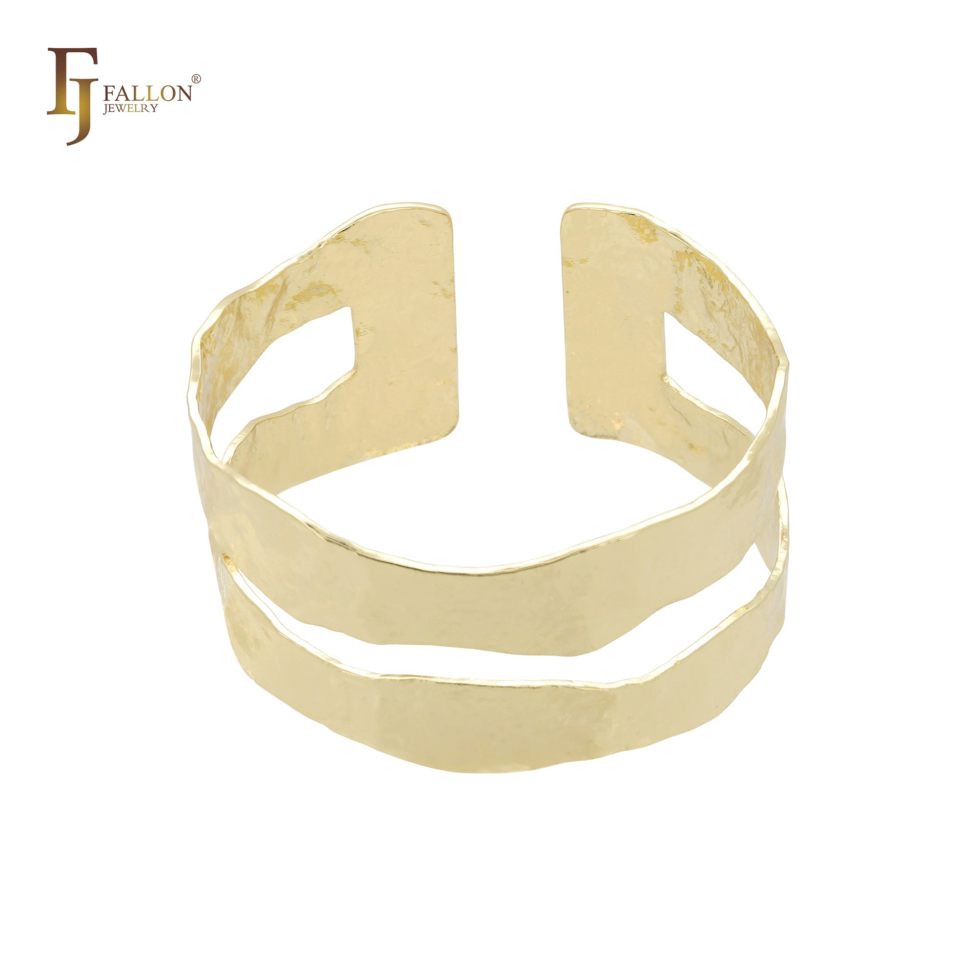 Brazalete rectangular abierto de oro de 14 quilates