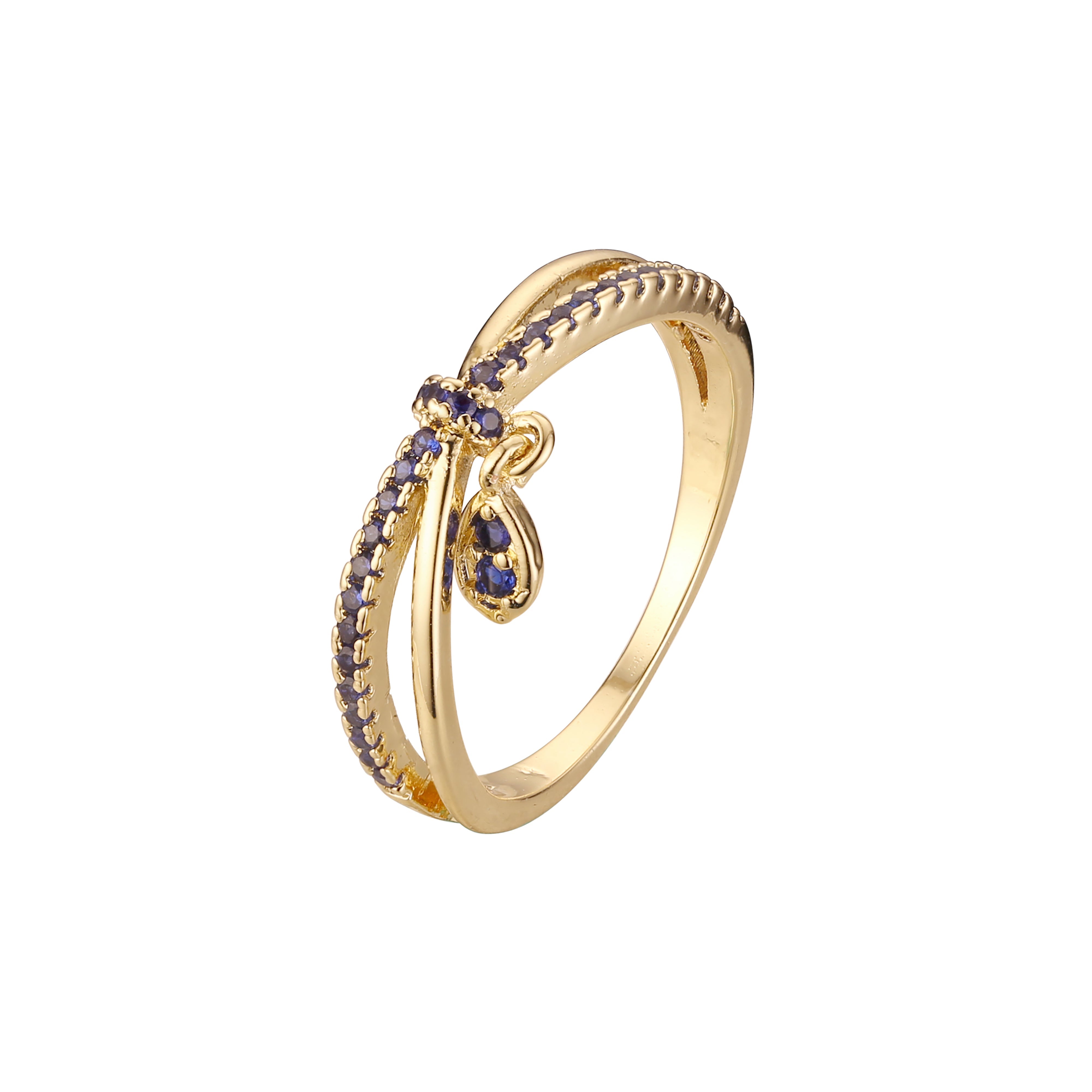 Anillo de boda de oro de 14 quilates y oro rosa con pavé de circonitas.