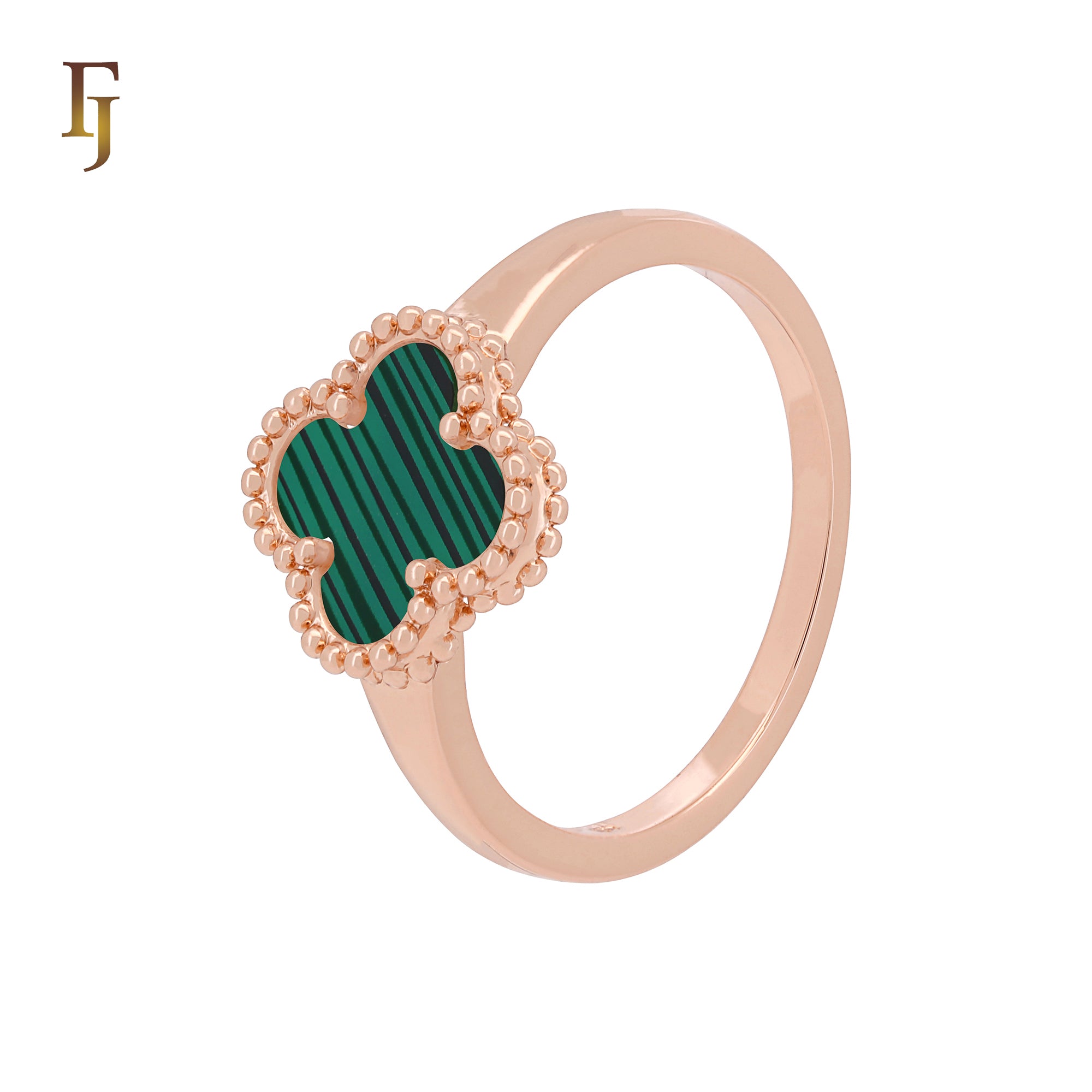Minimalism Elegant Black or white Clover design Rose Gold  Fashion Rings