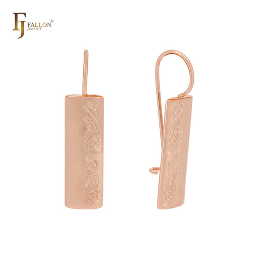 Pendientes de gancho de alambre de oro rosa con textura semiondulada