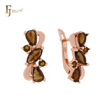 Hermosos y lujosos pendientes de clip de oro rosa con circonitas cúbicas en forma de café