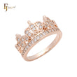 Cluster weiße CZs 14K Gold, Roségold Kronenringe
