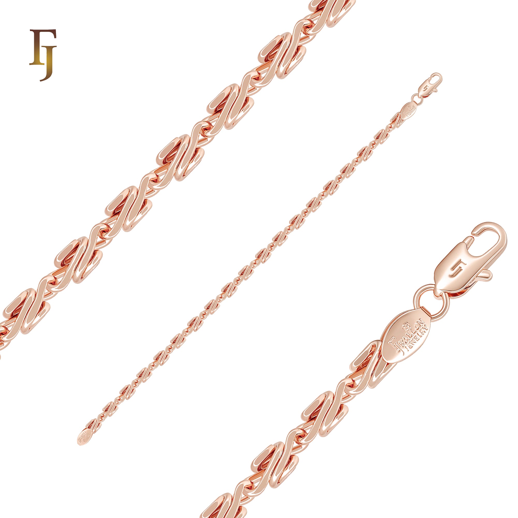 Cable Snail Link Rose Gold Chain Bracelets