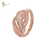 Anillos de moda de dos tonos en oro rosa de mil filas