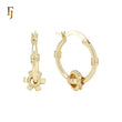 Gear shaped Beads 14K Gold Hoop Earrings