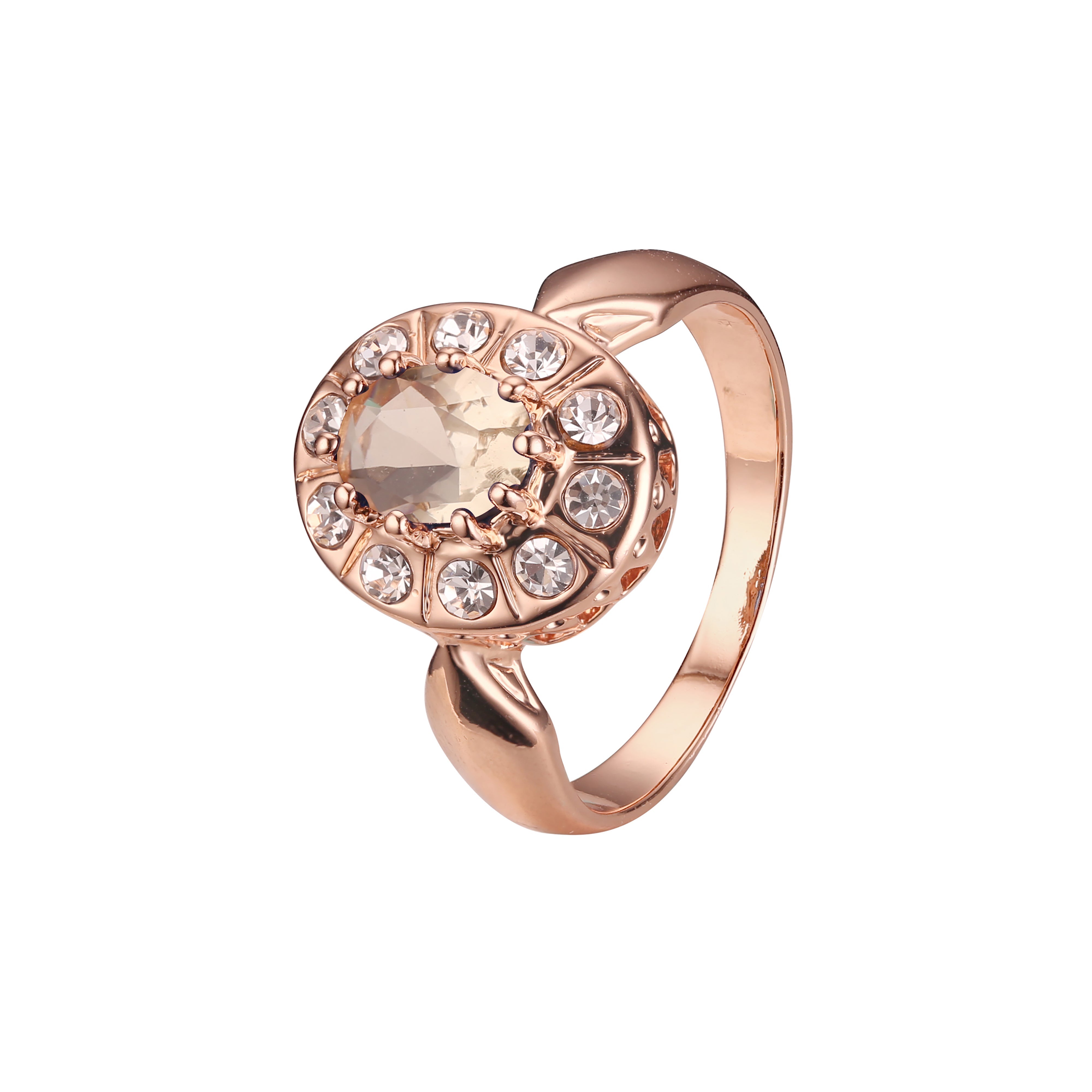 Anillos de halo de oro rosa